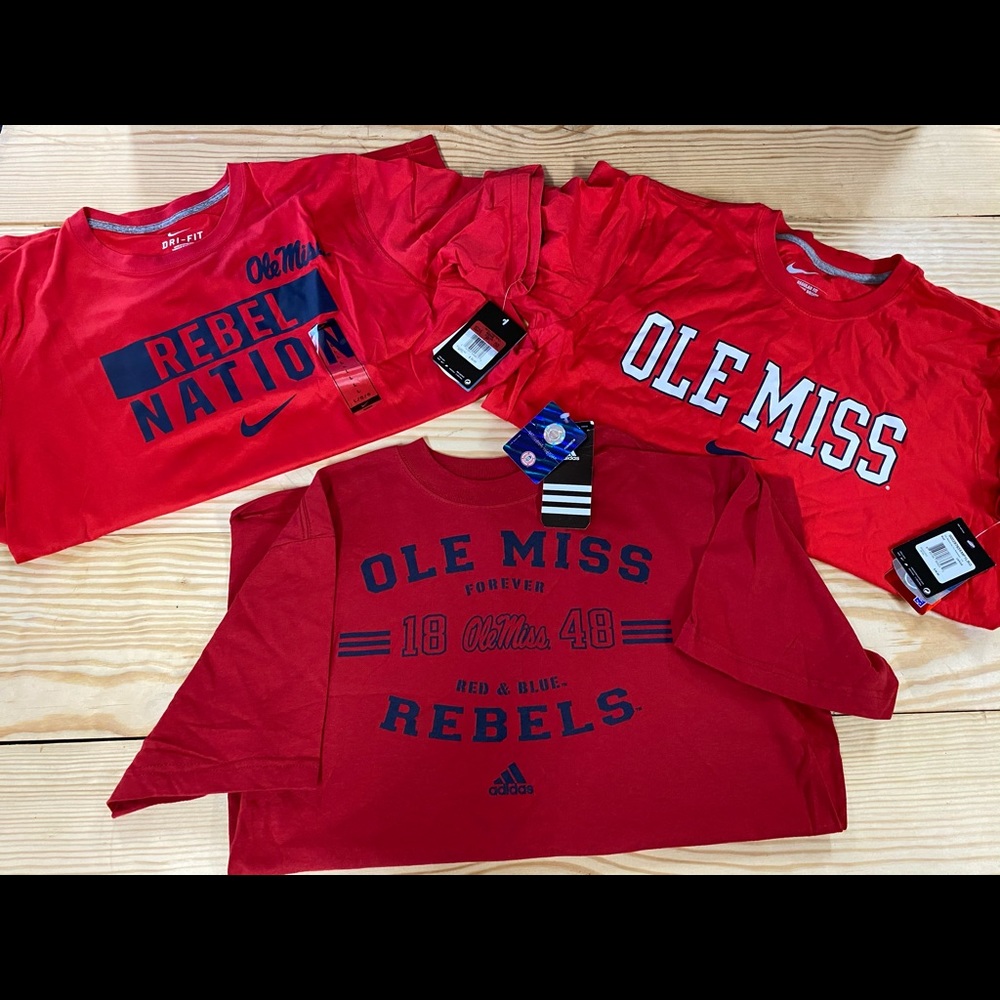Lot of 3 NEW WITH TAGS OLE MISS REBELS SHIRTS LRG